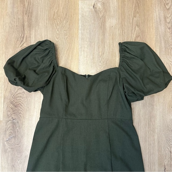 NWT Mi Ami Olive Green Puff Sleeve Sheath Dress - Picture 8 of 8